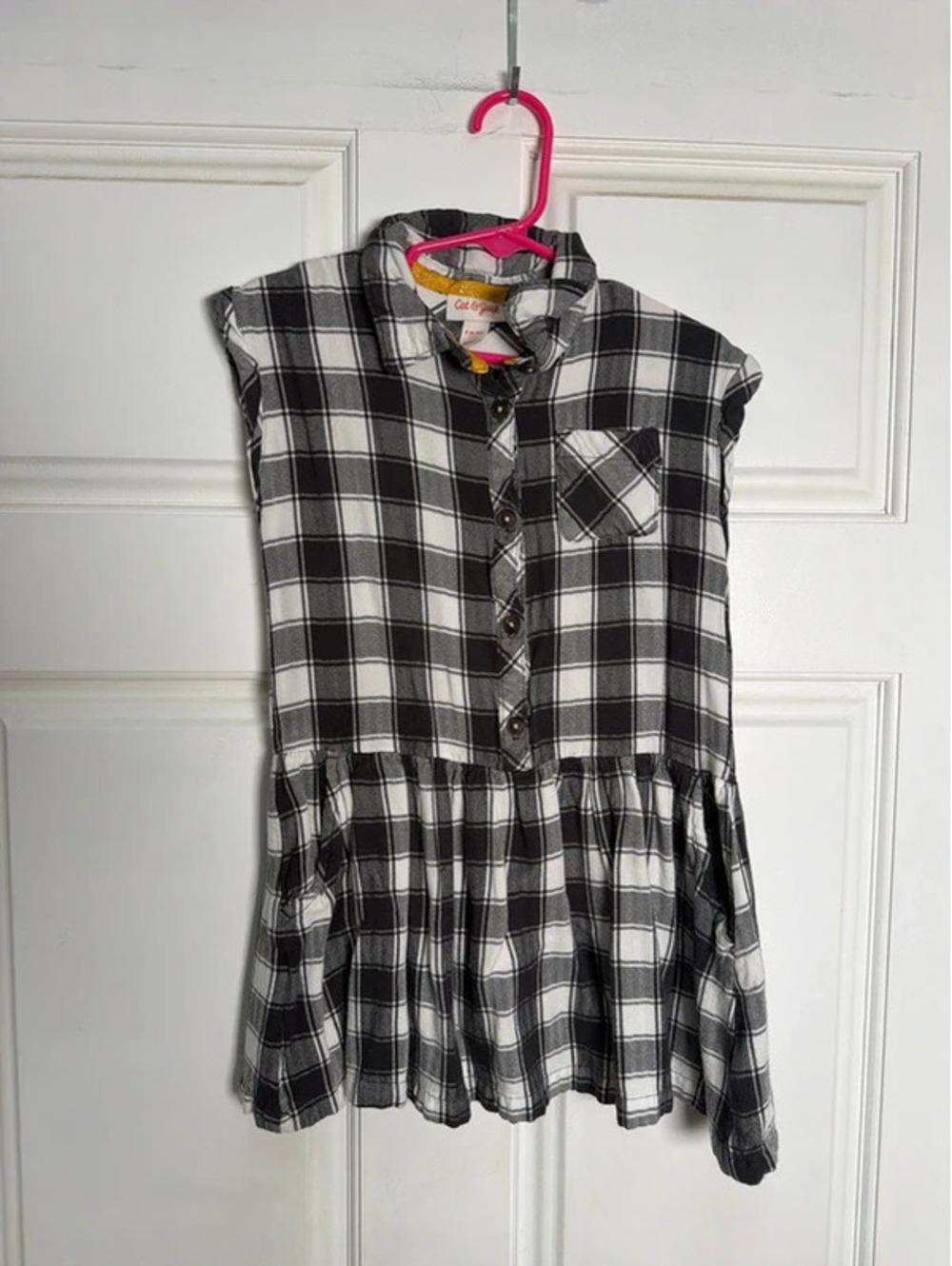Black & White Flannel Dress Pockets 6/6x